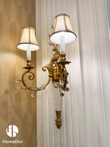 HomeDor × FH&Home | Elegant Peacock Accent 2-Light Wall Sconce