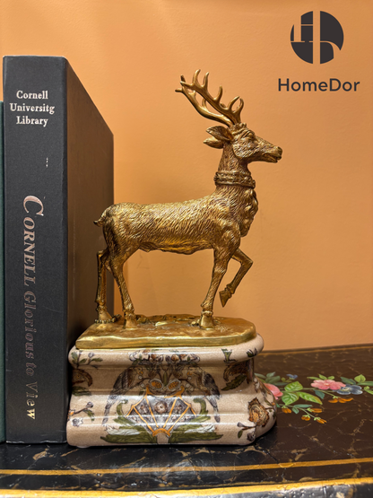 HomeDor Vintage Regal Gilded Stag Bookend