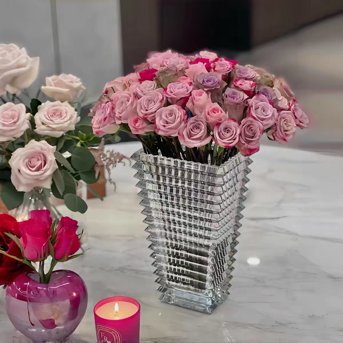 HomeDor Luxury Crystal Vase for Table Decor