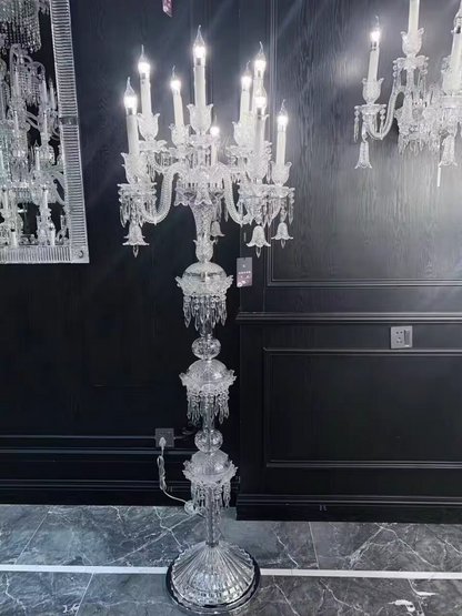 HomeDor Luxury Vintage Premium Laurel Candle Flower Crystal Floor Lamp