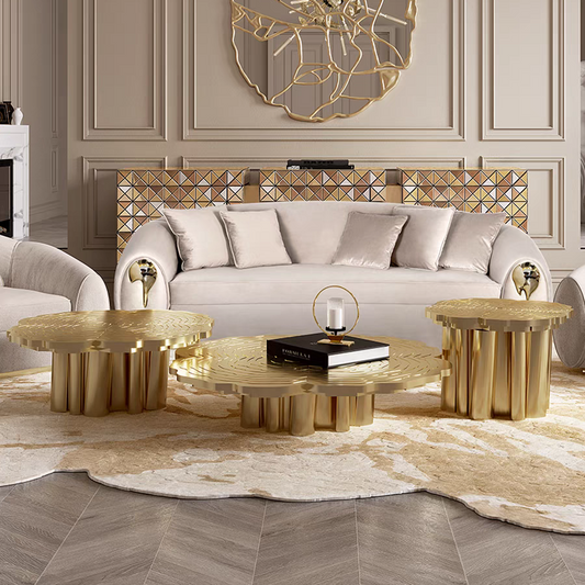HomeDor Luxury Artistic Metalic Stump Coffee Table