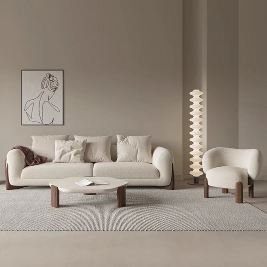Wabi-sabi Sofa aus weißem Fleecestoff