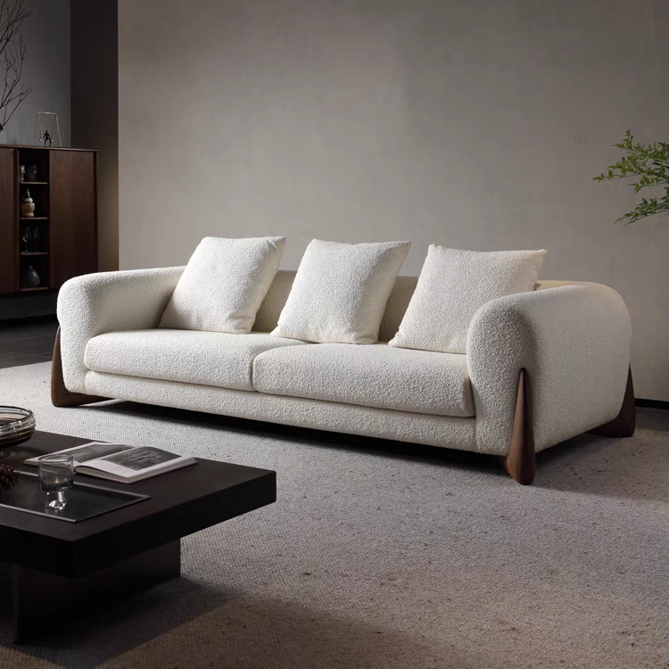HomeDor Wabi-sabi White Fleece Fabric Sofa