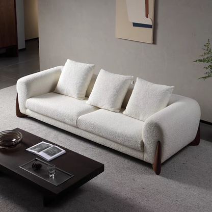 HomeDor Wabi-sabi White Fleece Fabric Sofa