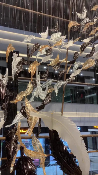 HomeDor Majestic Floating Feather Chandelier for Hotel/Grand Hall/Palaces/Luxury Estates