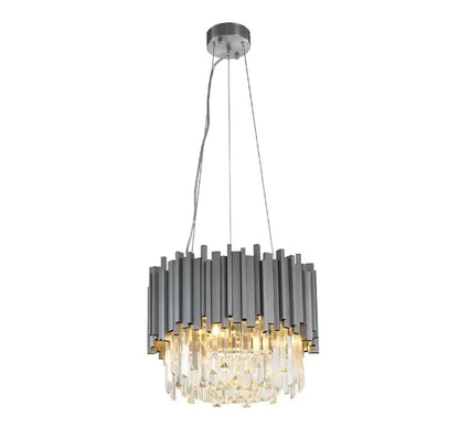 Lampadario classico rotondo in cristallo Lohsen con finitura dorata