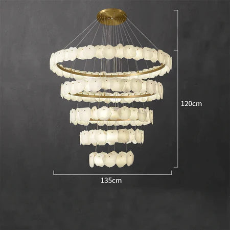 HomeDor Modern Multi-layer White Marble Chandelier for Staircase/Foyer