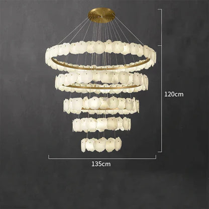 HomeDor Modern Multi-layer White Marble Chandelier for Staircase/Foyer