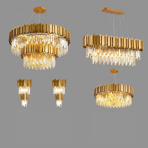 Lohsen Komplettset mit klassischem Kristall-Kronleuchter in Gold-Finish