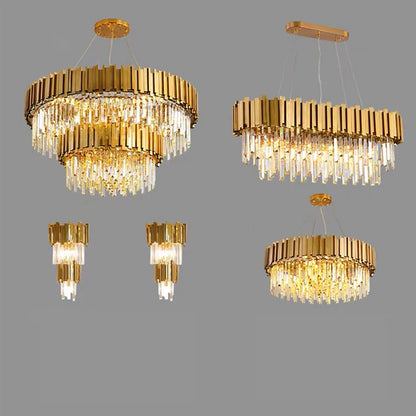 HomeDor Lohsen Whole Set Classic Crystal Chandelier in Gold Finish